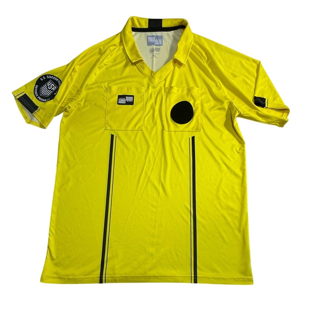 Official Sports US Soccer Referee Jersey Yellow Mens XL USSF Patch-2173